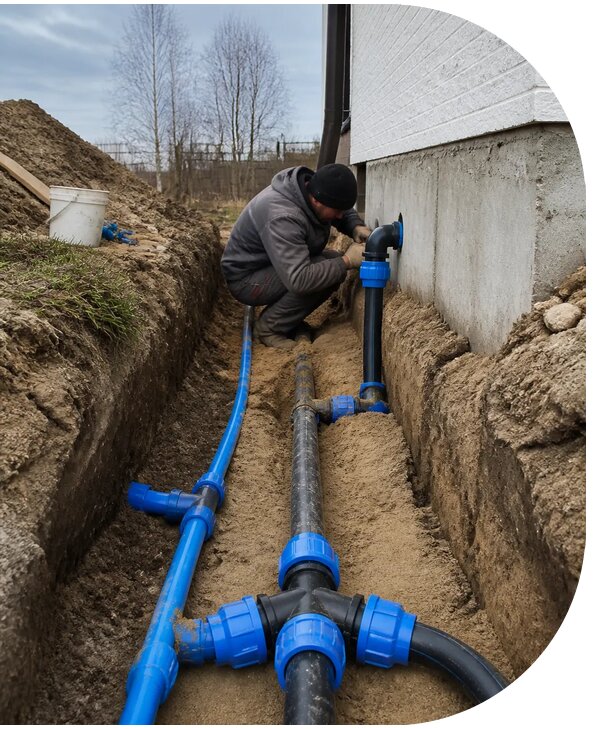 Монтаж наружного водопровода на участке под ключ в Томске
